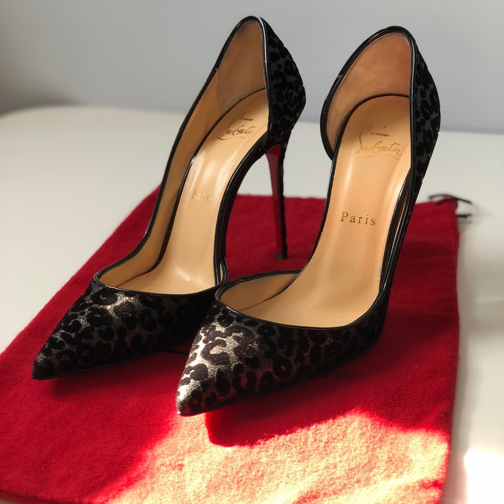 LOUBOUTIN Leopard Iriza Feline 120 Pumps 7.5